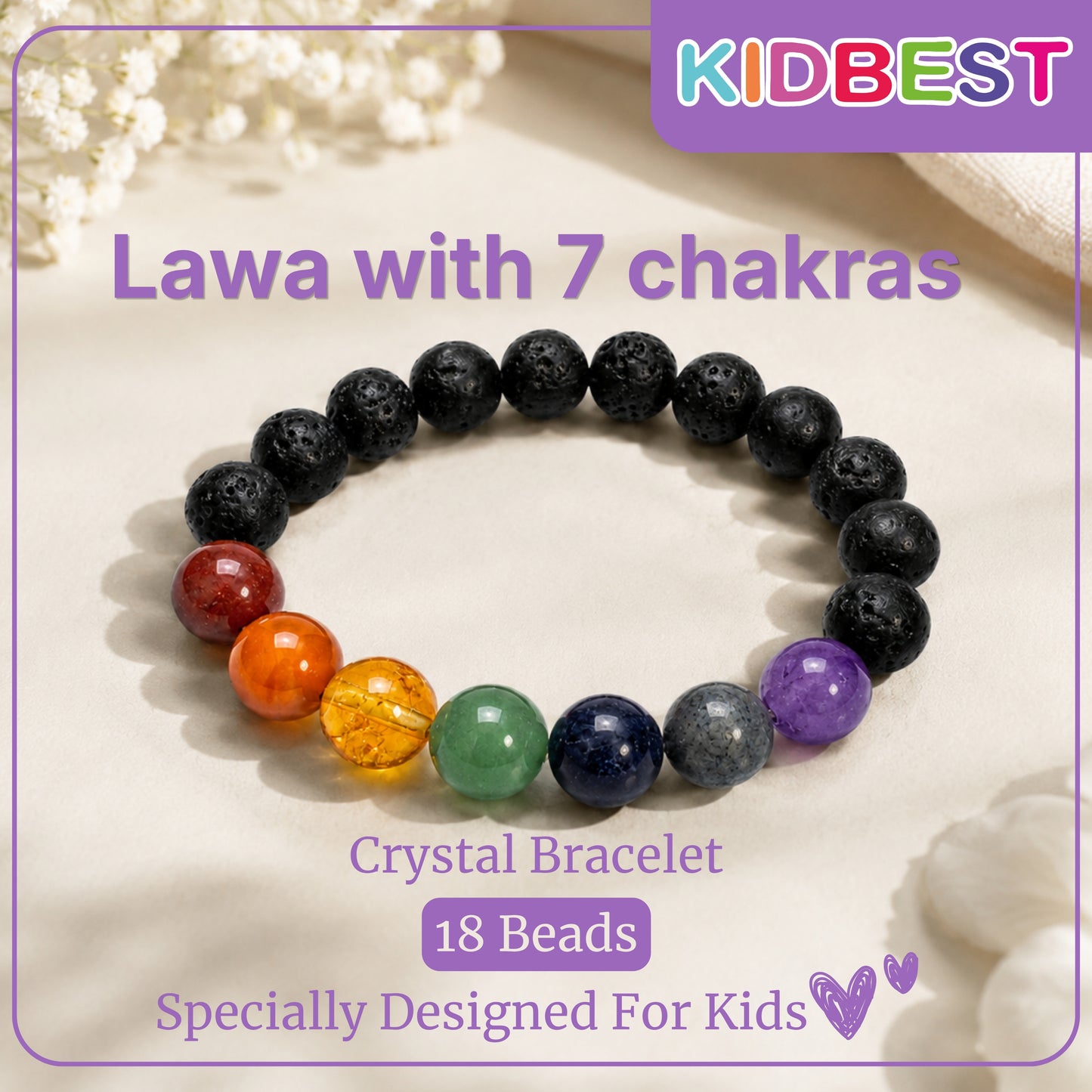 Kids 7 Chakra with Lava Bracelet