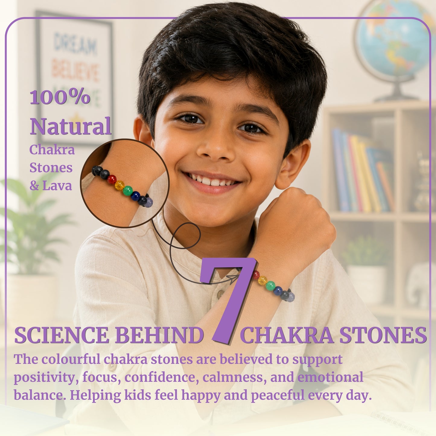 Kids 7 Chakra with Lava Bracelet