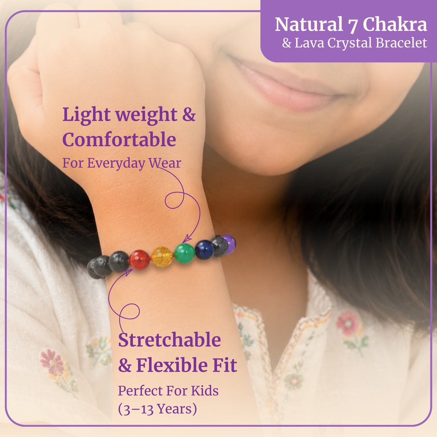 Kids 7 Chakra with Lava Bracelet