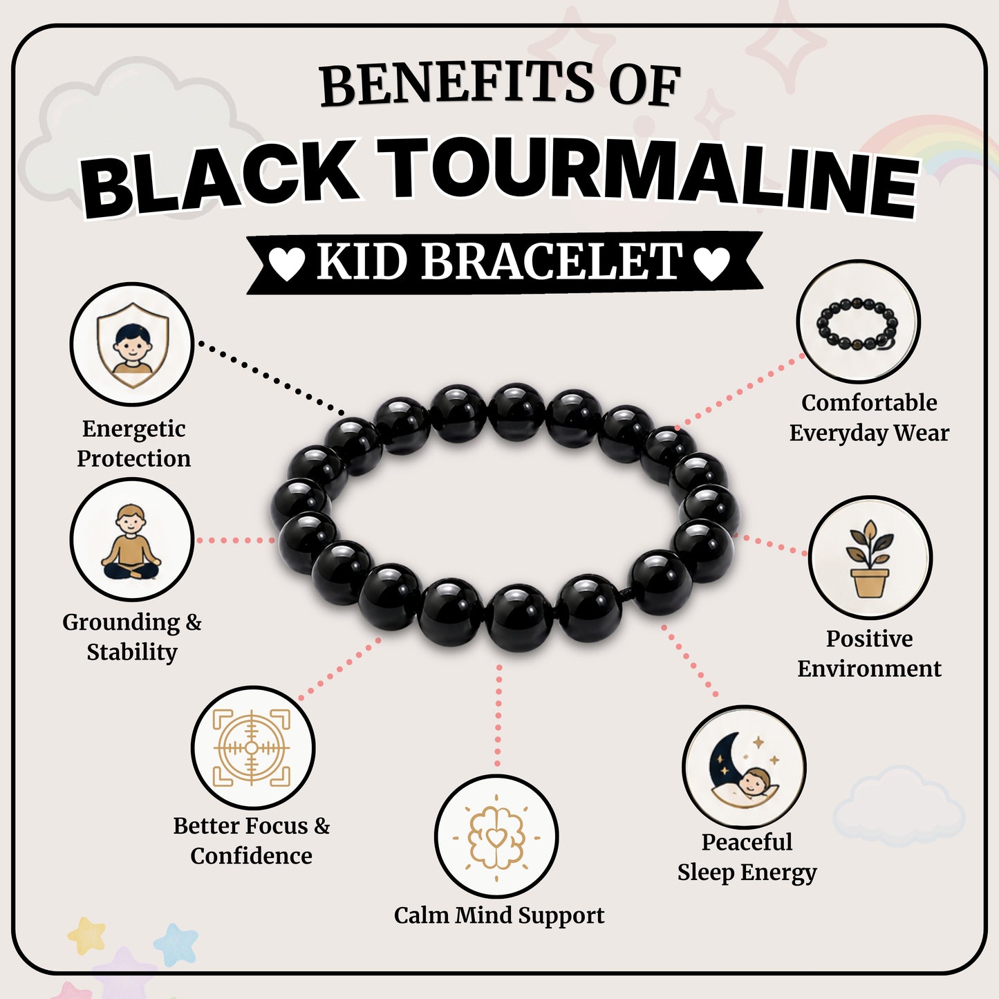 Kids Black Tourmaline Bracelet