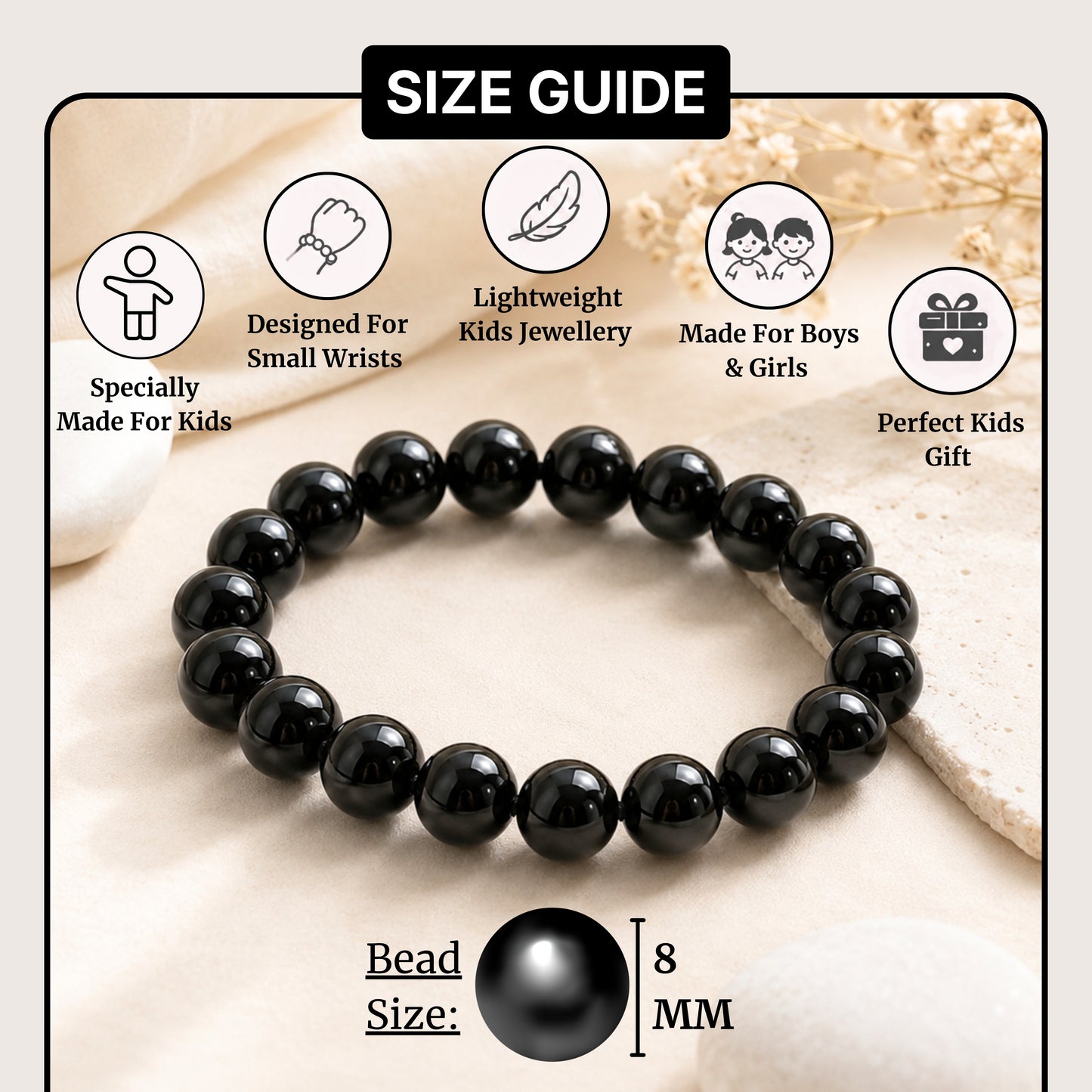 Kids Black Tourmaline Bracelet