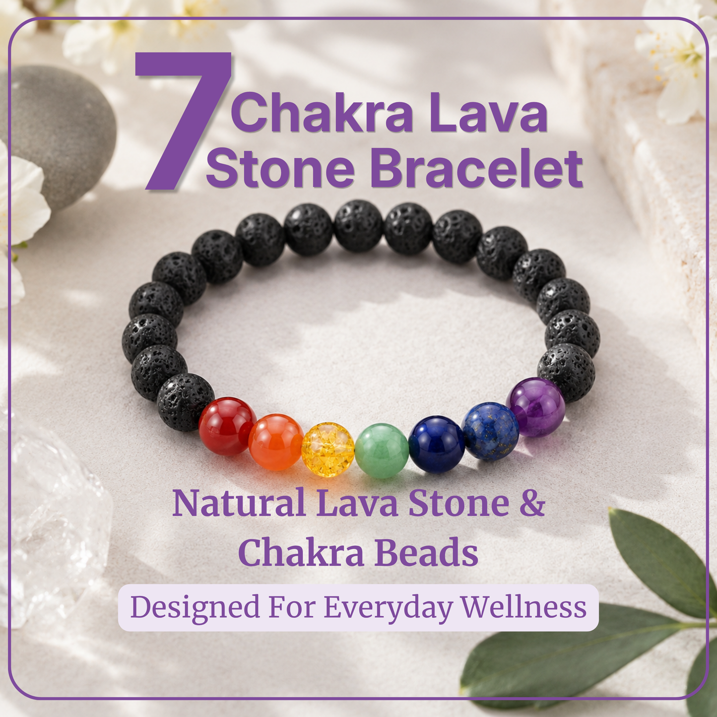 7 Chakra with Lava Bracelet