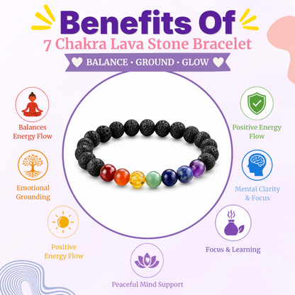 7 Chakra with Lava Bracelet