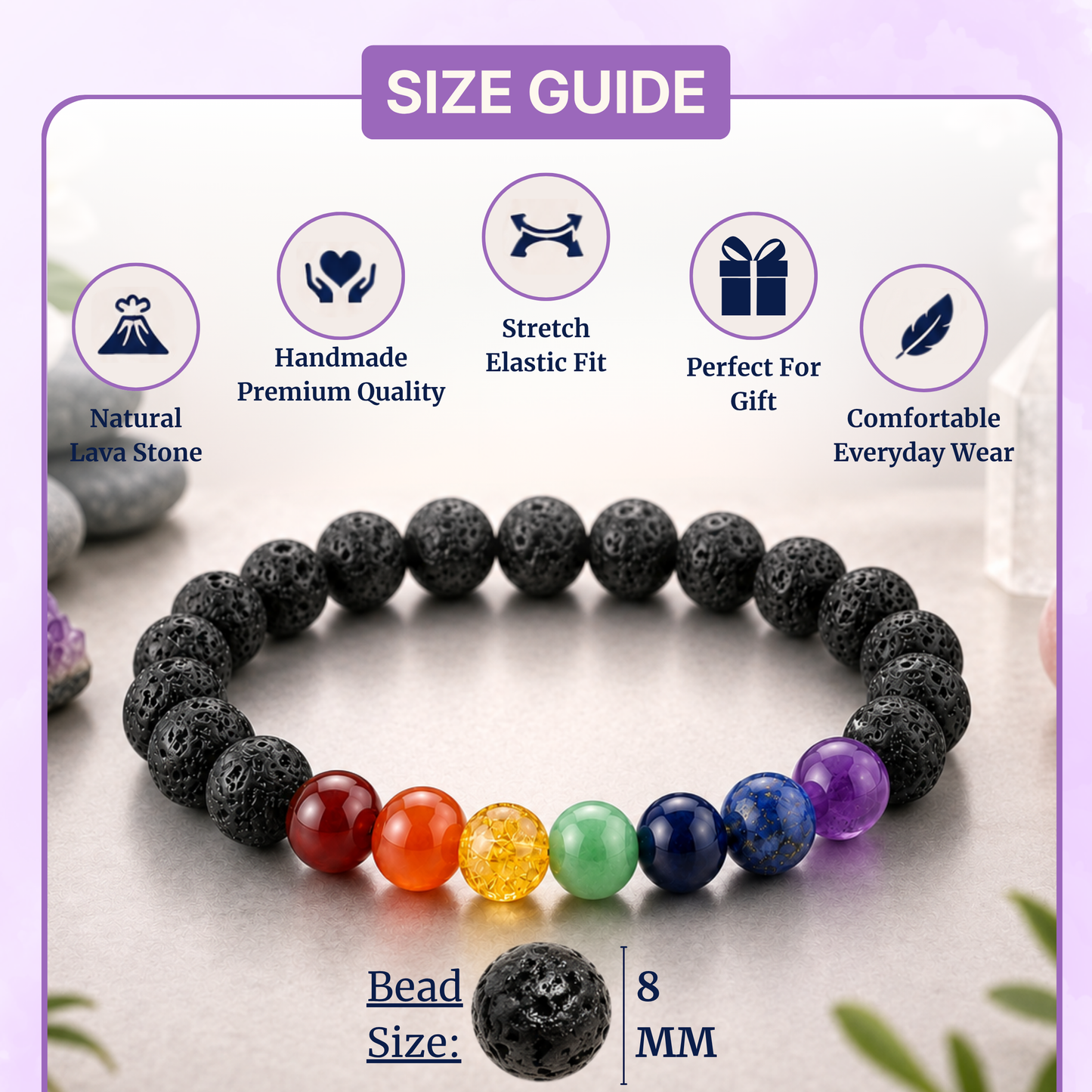 7 Chakra with Lava Bracelet