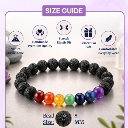 7 Chakra with Lava Bracelet