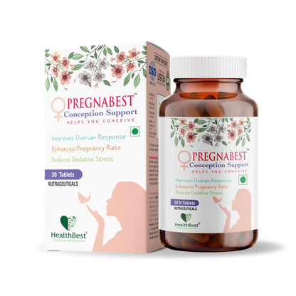 Pregnabest conception support product packaging on a white background
