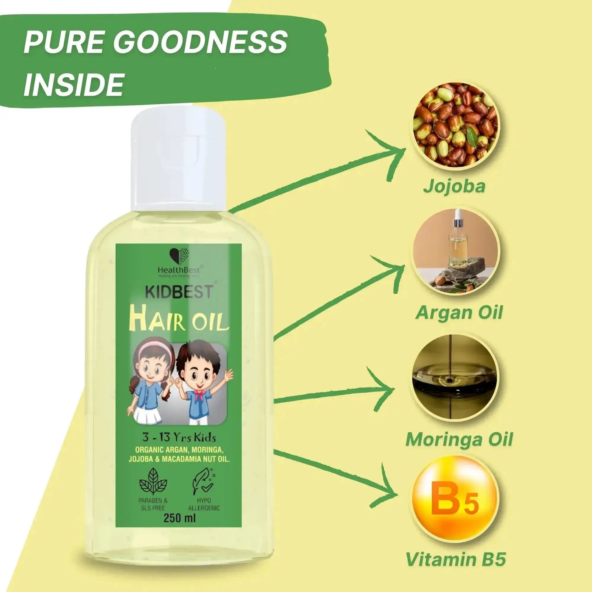 healthbest kids hair oil with vitamin b5 